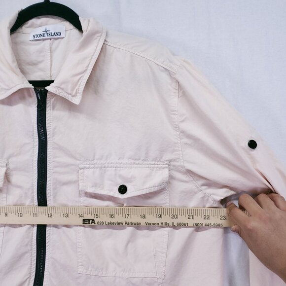Stone Island Cream Dyed Zip Up Collar Shirt Jacket With Chest Pockets Size XL - Picture 6 of 16
